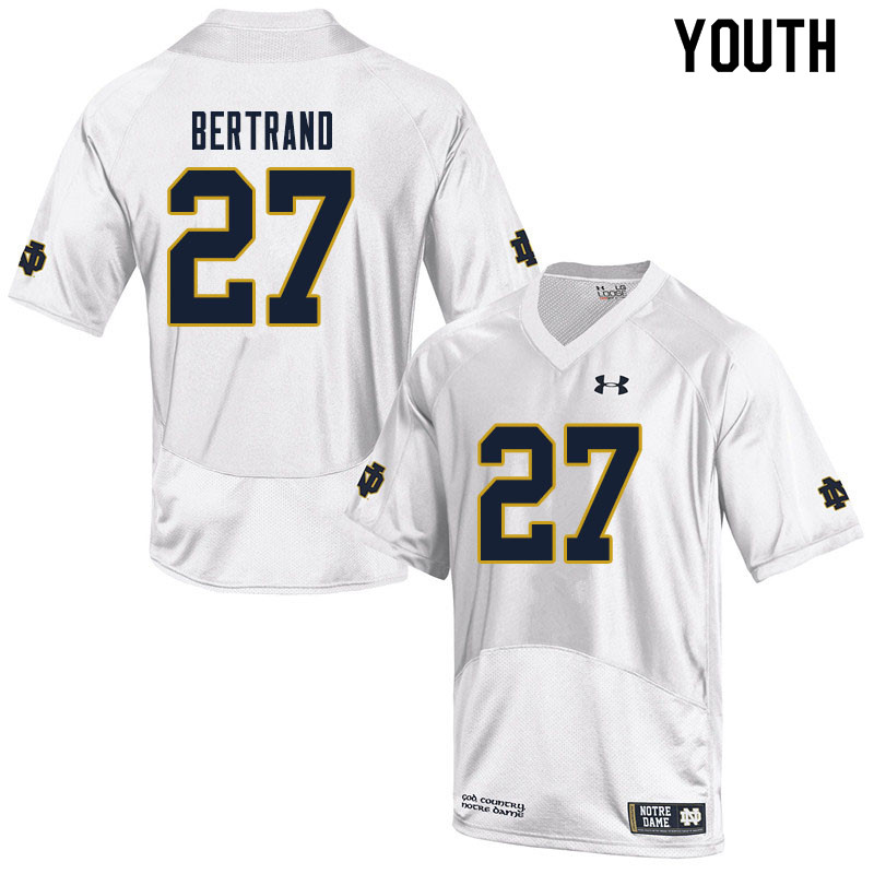 Youth NCAA Notre Dame Fighting Irish #27 JD Bertrand Stitched College Under Armour Authentic White Football Jersey NR10E43XC